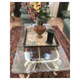 Metal Coffee table w/glass Top