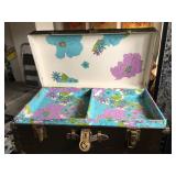 Inside vintage trunk