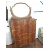 Vintage Curved Dresser w/Mirror