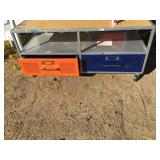 Locker themed metal bookcase/entertainment center