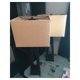 (2) Square Shade Table Lamps