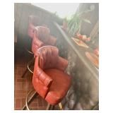 (3) Rust Colored Leather Mid Century Barstools