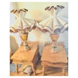 (2) Maple End Tables / Mid Century Lamps