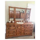 Maple Long Dresser w/ Mirror