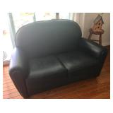 2 of 2 Blue Leather Loveseat