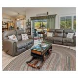 Leather Reclining Sofa/ Loveseat - Antique Sled Coffee Table