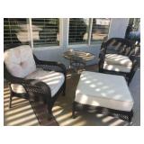 (4) Wicker Patio Chairs w/ Large Ottoman