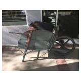 Blue Antique Wood Wheel Barrow