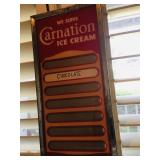 Vintage Carnation Ice Cream Menu Board Sign
