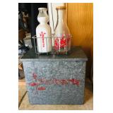 Roberts Milk Bottles / Metal Cooler