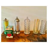 Antique Soda Fountain Straw Dispensers / Apothecary Jars