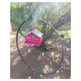 Vintage Birdhouse Wagon Wheel Display