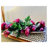 Vintage Wood Tray w/Flowers