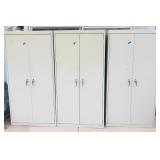 (3) Metal Storage Cabinets