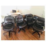 (4) Leather Chairs w/Wheels