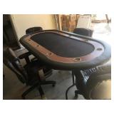 Poker Table -  Leather Chairs w/Wheels