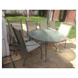 Patio table with six chairs