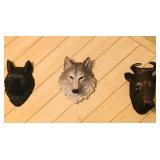 Ceramic Dog / Wolf / Bull Heads