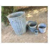 Metal Trash can, buckets