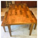 Farmhouse style table and two benches