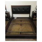 Queen bed frame with leather headboard