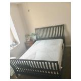 Black slat queen bed / Queen Mattress