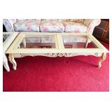 White Wash Coffee Table with Glass Top