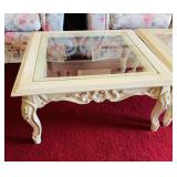 White Wash End Table w/Glass top