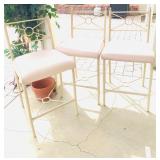 (3) Beige Metal Barstools
