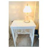 White Wicker Side table