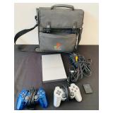 Playstation 2 with two controllers
