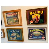Vintage Framed produce labels