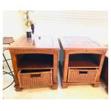 (2) End table w/ wicker storage