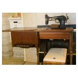 Vintage White Sewing Machine in Table