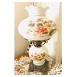 Vintage Hurricane Floral Lamp