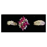 10K & Ruby Sterling Rings