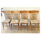 (4) Carved Chairs w/ Cane Seat
