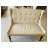 Beige Faux Leather Loveseat