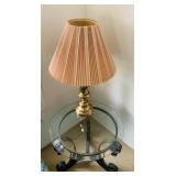Glass End Table w/ Table Lamp