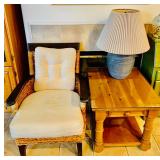 Wicker Chair / Wood End Table
