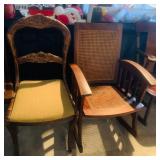 Vintage Cane Rocking Chair & Vintage Chair