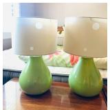 (2) Green Table Lamps
