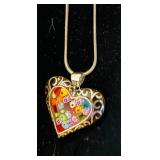 Close-up Sterling Necklace w/ Murano Glass heart
