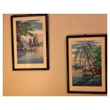 Bamboo framed Japanese prints
