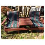 Heavy outdoor redwood settee