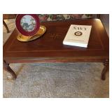 Large inlay design coffee table with beautiful carved woodwork