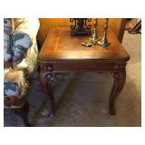End tables (2) carved woodwork and inlayed