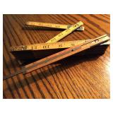 Vintage Lufkin Extension Rule - brass and wood with a brass sliding depth gauge.