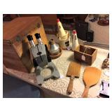 Vintage butter mold and two vintage butter paddles