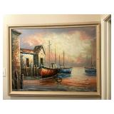 THE HARBOR- original signed oil painting
